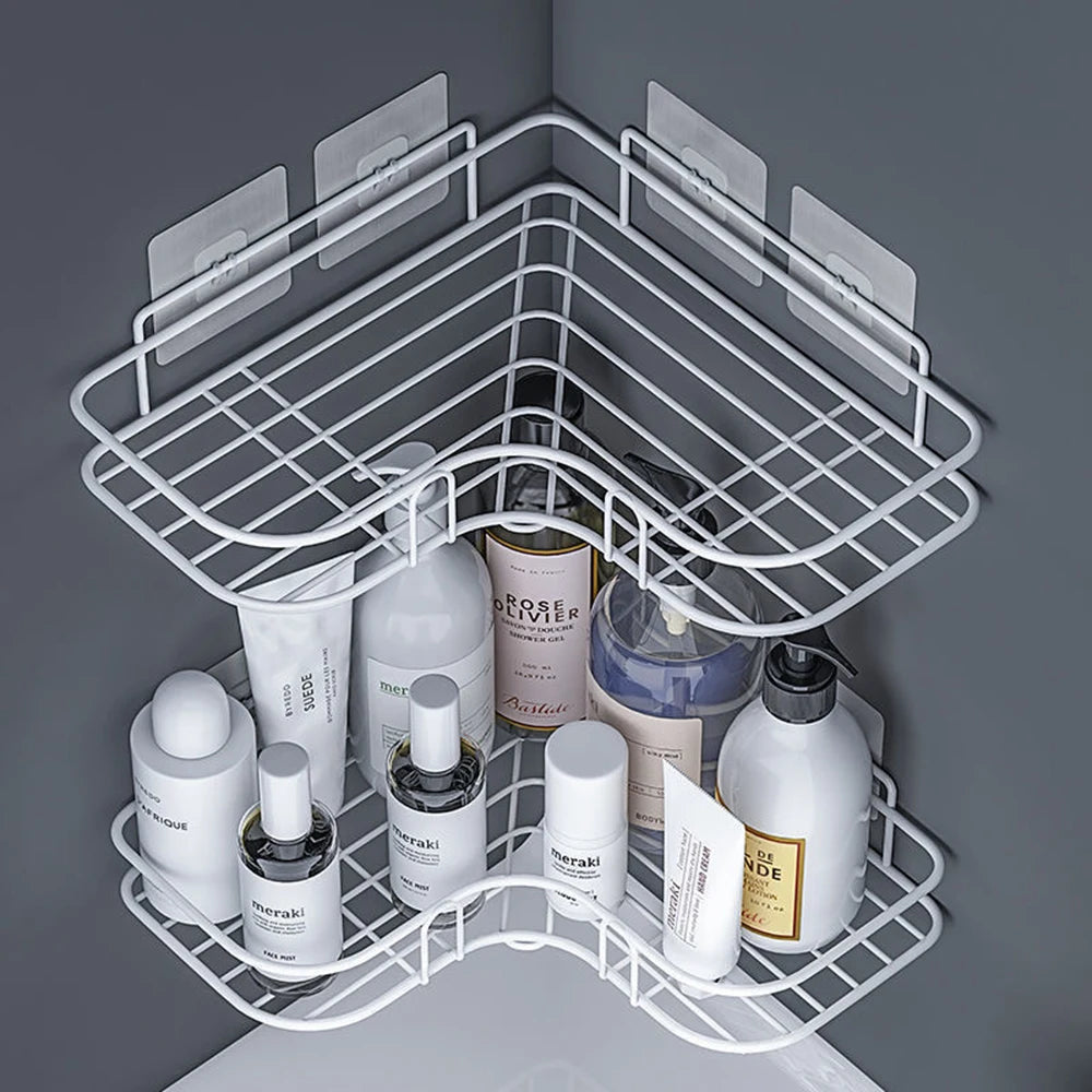 1/2PCS Bathroom Shelf Shower Wall Mount Shampoo Storage Holder With Suction Cup No Drilling Kitchen Storage Bathroom Accessories