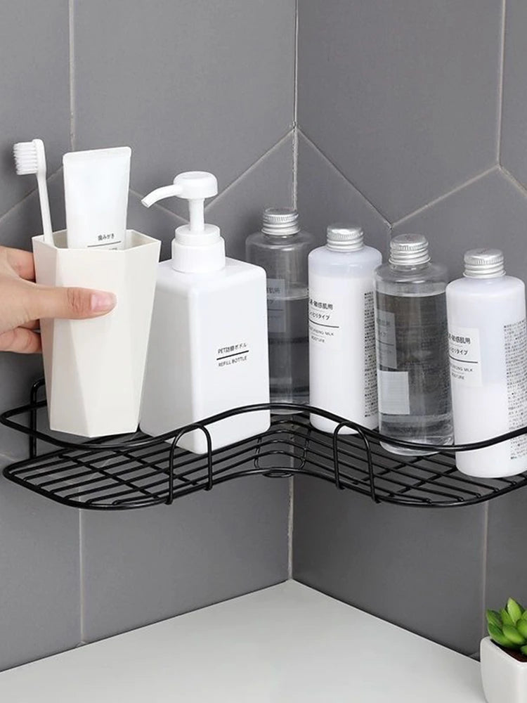 1/2PCS Bathroom Shelf Shower Wall Mount Shampoo Storage Holder With Suction Cup No Drilling Kitchen Storage Bathroom Accessories