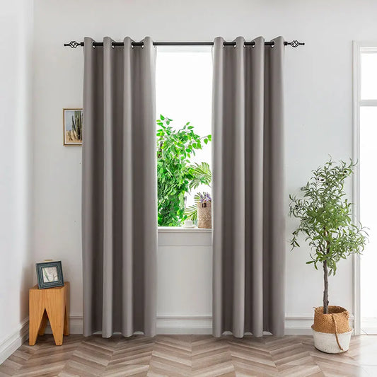 1PC Blackout Curtains for Bedroom Full Light Blocking Drapes With Black Backing Thermal Insulated For Living Room Grey