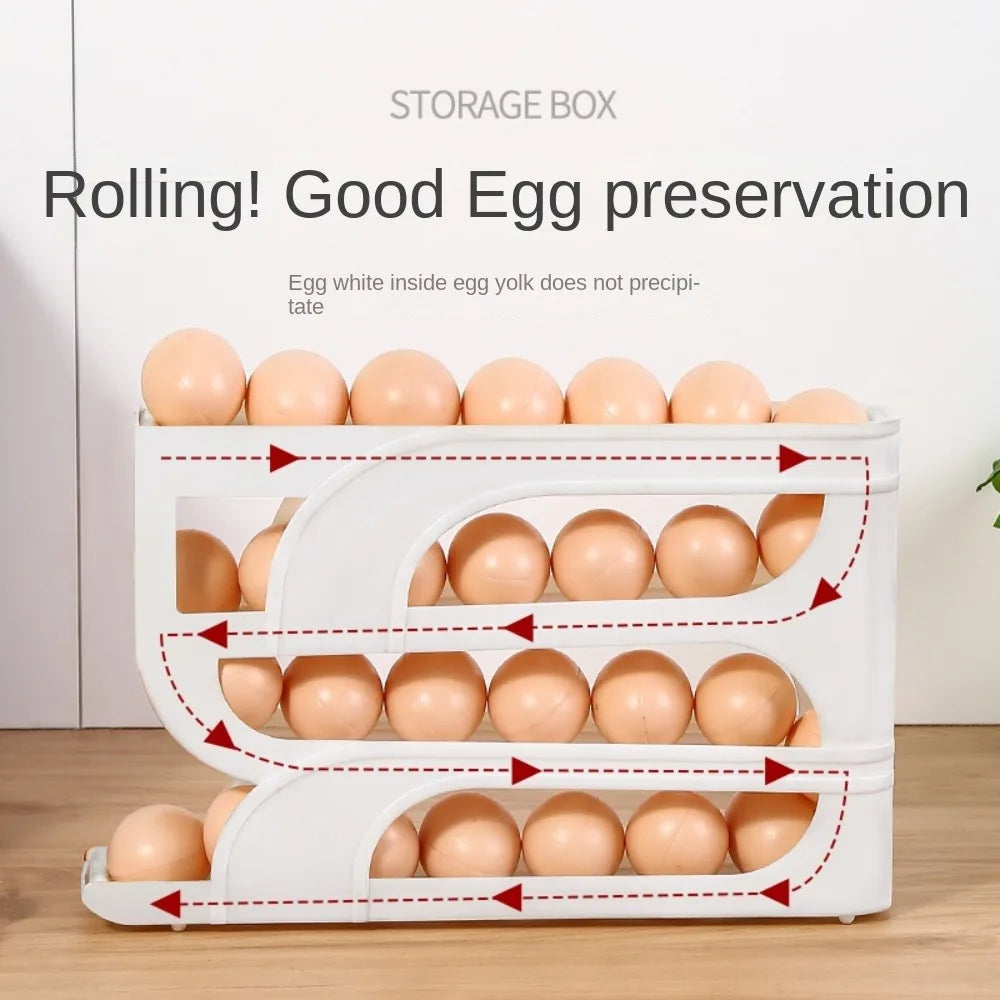 3 Layer / 4 Layer Automatic Egg Roller New Household Kitchen Dedicated Egg Roller Rack Space Saving Large Capacity Egg Organiser