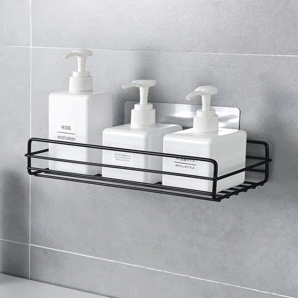 1/2PCS Bathroom Shelf Shower Wall Mount Shampoo Storage Holder With Suction Cup No Drilling Kitchen Storage Bathroom Accessories