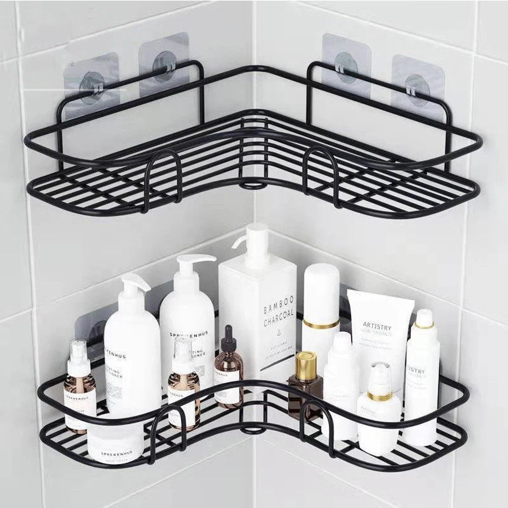 1/2PCS Bathroom Shelf Shower Wall Mount Shampoo Storage Holder With Suction Cup No Drilling Kitchen Storage Bathroom Accessories